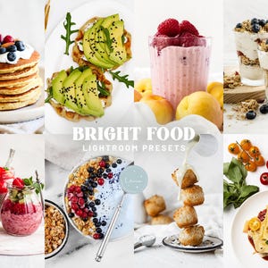 BRIGHT FOOD Lightroom Presets, Clean Natural Presets for Light Background Food Photography, Food Baking Presets, Mobile & Desktop