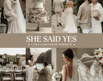 Elegant Wedding Lightroom Presets, Soft Film Filters for Bridal and Engagement Photography (Mobile & Desktop)