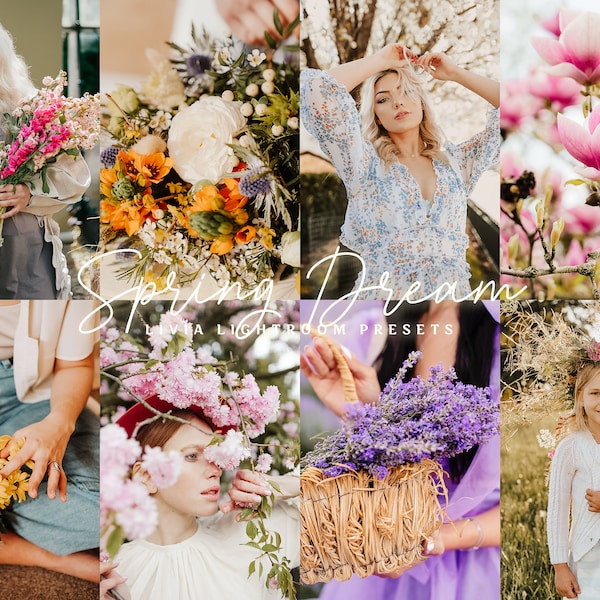 SPRING DREAM Lightroom Presets, Warm Light Presets for Everyday Spring Photography, Soft Airy Outdoor Indoor Filters, Mobile & Desktop