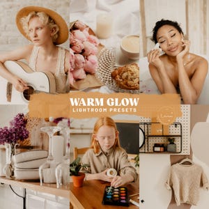 Warm Glow Lightroom Preset - Warme, gemütliche Presets für Porträt-Fotografie, weiche, helle Presets, verträumte Indoor-Presets - Handy & Desktop