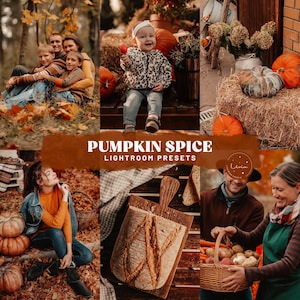 Ajustes preestablecidos de Lightroom con sabor a calabaza: ajustes preestablecidos rústicos y cálidos para fotos otoñales al aire libre, ajustes preestablecidos para familias acogedoras, ajustes preestablecidos para retratos (móviles y computadoras de escritorio)