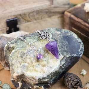 Amethyst Pendulum, Lithotherapy, Natural Stone, Well-being minerals, meditation support, Energy, Divination, Healing
