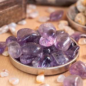 Amethyst tumbled stone, Lithotherapy, Natural stone, Well-being minerals, meditation support, Energy, Creativity, Healing