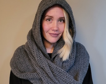 CROCHET PATTERN - Witchy Hooded Infinity Scarf (Oversized Pointed Hood)