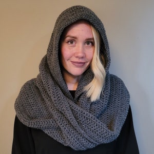 CROCHET PATTERN - Witchy Hooded Infinity Scarf (Oversized Pointed Hood)