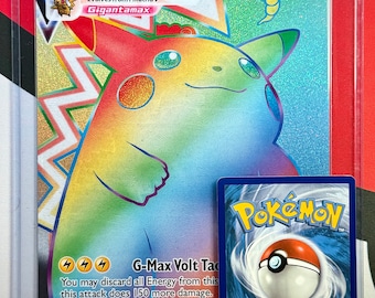 Custom Jumbo Rainbow Secret Rare Pikachu VMAX Glitter Holo