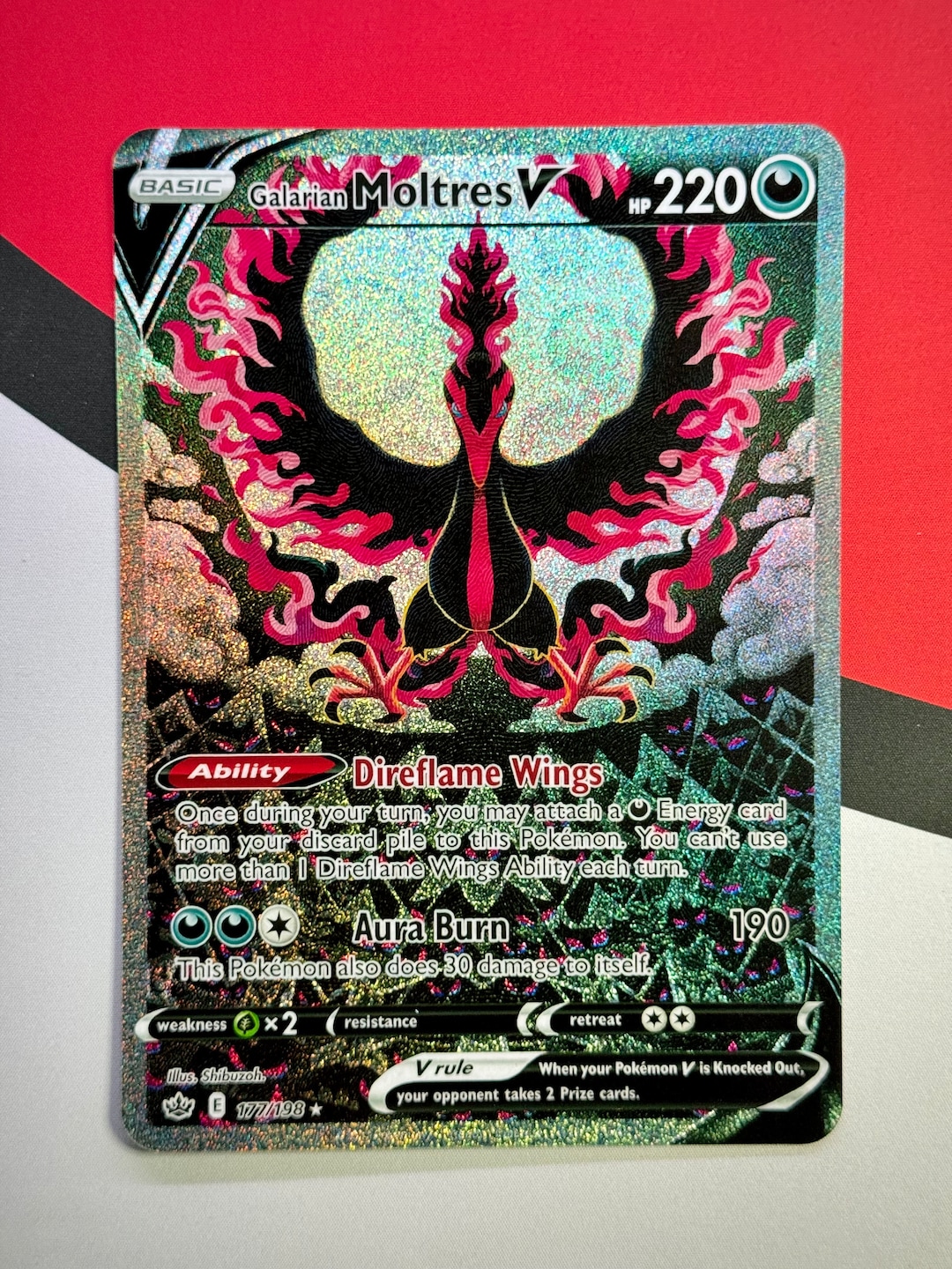 Custom Jumbo Galarian Moltres V Alt Art Sparkle Holo 177/198 SWSH ...