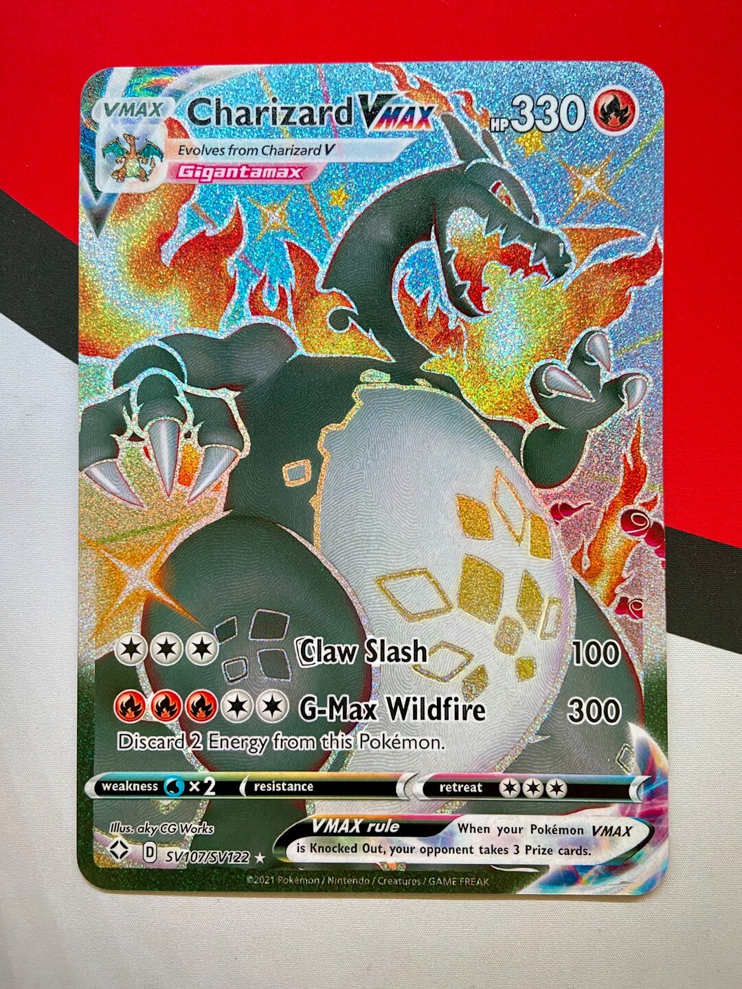 Custom Jumbo Shiny Charizard VMAX Glitter Holo SV107/SV120 Shining