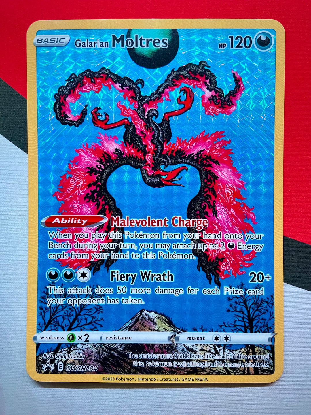 Custom Jumbo Galarian Moltres Alt Art Diamond Holo SWSH284 Crown