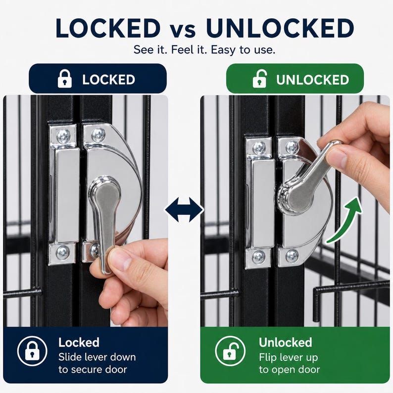 Pet Cage Door Lock – Half-Moon Metal Latch for Birds, Dogs, Cats & Small Animals image 5