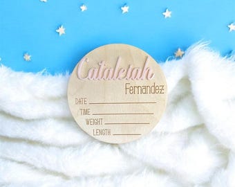 Personalized Baby Birth Stat Sign – Custom Newborn Name Sign with Date, Time, Weight & Length – Nursery Decor – New Baby Gift Keepsake
