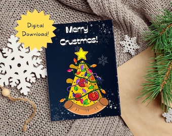 Printable Christmas Card, Greetings Card, instant download, 7x5 inch card.