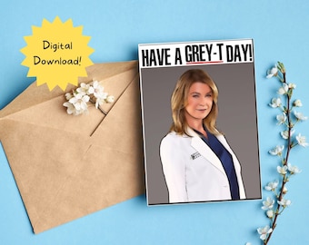 Printable Grey's Anatomy Birthday Card, Greetings Card, instant download, 7x5 inch card
