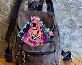 Monogram Bag Tag • Personalized Backpack Charm with Ribbons & Beads • Custom Name Tag