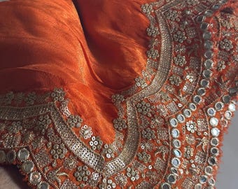 Orange Tissue Dupatta /Stole/Wrap