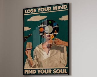 Lose Your Mind Find Your Soul Vintage Poster, Vintage Wall Art,  Retro Poster Print, Vintage Art Print, Music Poster, Housewarming Gift