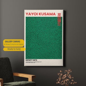 Yayoi Kusama Poster Abstract Green Wave Line Wall Art, Yayoi Kusama Print, Exhibition Poster, Japanese Wall Art, Japandi Wall Art, Gift İdea