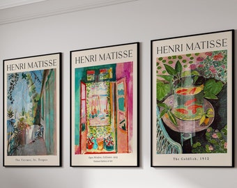 Henri Matisse The Open Window, Terrace, Goldfish Set of 3 Paintings, Matisse Print, Exhibition Poster, Matisse Wall Art, Landscape Art, Gift