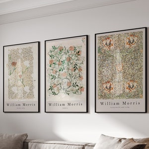 William Morris Set of 3 Wall Art Prints, William Morris Exhibition Art Posters, Art Nouveau Prints,  Botanical Pattern Wall Art, Gift İdea