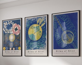 Hilma Af Klint Prints Set Of 3, Hilma Af Klint Exhibition Poster, Colorful Wall Art, Hilma Klint Wall Art, Abstract Wall Art, Large Wall Art