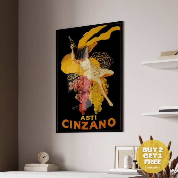 Asti Cinzano Vintage Poster / Food & Drink Vintage Poster, İtalian Beverage Retro Print, Vintage Art Print, Wall Decor, Housewarming Gift