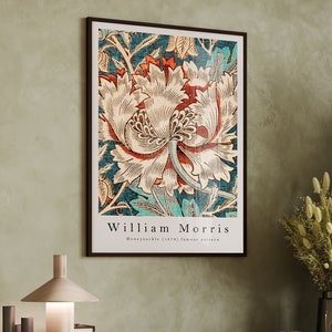 William Morris Honeysuckle Pattern, William Morris Exhibition Poster, Neutral Wall Art, William Morris Print, Vintage Wall Art, Gift İdea