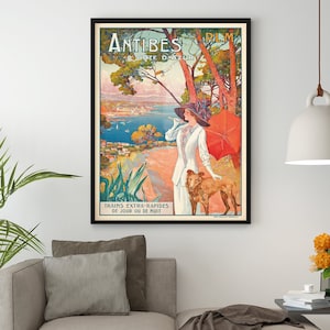 Antibes Vintage Travel Poster / Vintage French Poster, Art Nouveau Print, Advertisement Poster, Wall Decor, Housewarming Gift