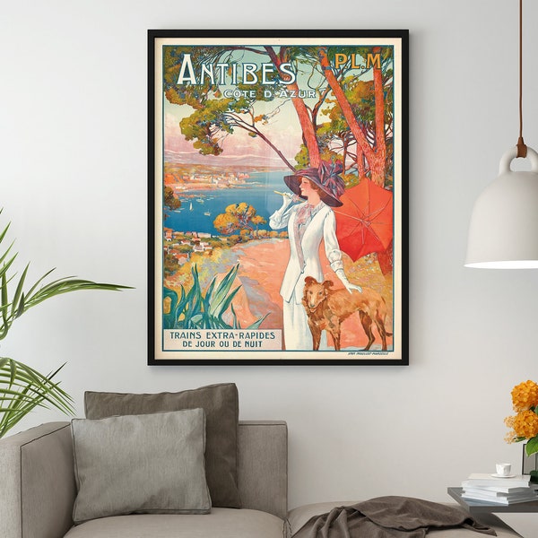 Antibes Vintage Travel Poster / Vintage French Poster, Art Nouveau Print, Advertisement Poster, Wall Decor, Housewarming Gift