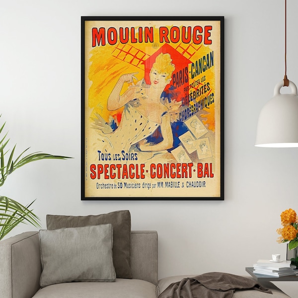 Moulin Rouge, Paris, Cancan,  Moulin Rouge Poster, Poster Art  / Vintage Poster Print, Retro Poster, Art Nouveau Poster, Gift İdea