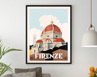 Florence Italy Travel Poster Vintage Firenze Italy Travel Poster or Canvas, Art Poster, Vintage Poster, Retro Poster, Wall Decor, Gift İdea