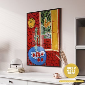 Henri Matisse Red Interior Still Life on a Blue Table, Exhibition Poster, Famous Gallery Wall Art Print, Matisse Canvas, Matisse Wall Art