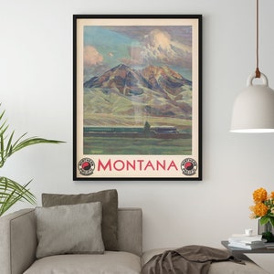 Montana - Absaroka Mountains Travel Poster - Retro Travel Poster, Vintage Poster, Poster Art, Housewarming Gift