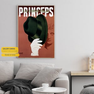 Princeps Fedora Hat S.A.Cervo Italia Vintage Art Deco Advertising Poster, Retro Poster, Vintage Wall Art, Wall Decor, Gift İdea image 2