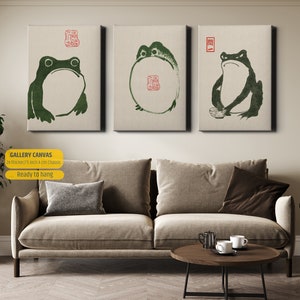 Japanese Matsumoto Hoji Frog Set of 3 Poster or Canvas, Japanese Frog Print, Funny Frogs, Japandi Wall Art, Large Wall Art, Japanese gifts image 2