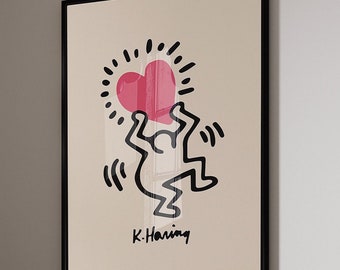 Keith Haring Love Poster Print, Haring Exhibition Poster, Pop Art Wall Art, Houesewarming Gift, Modern Minimalist Wall Art, Gift Idea