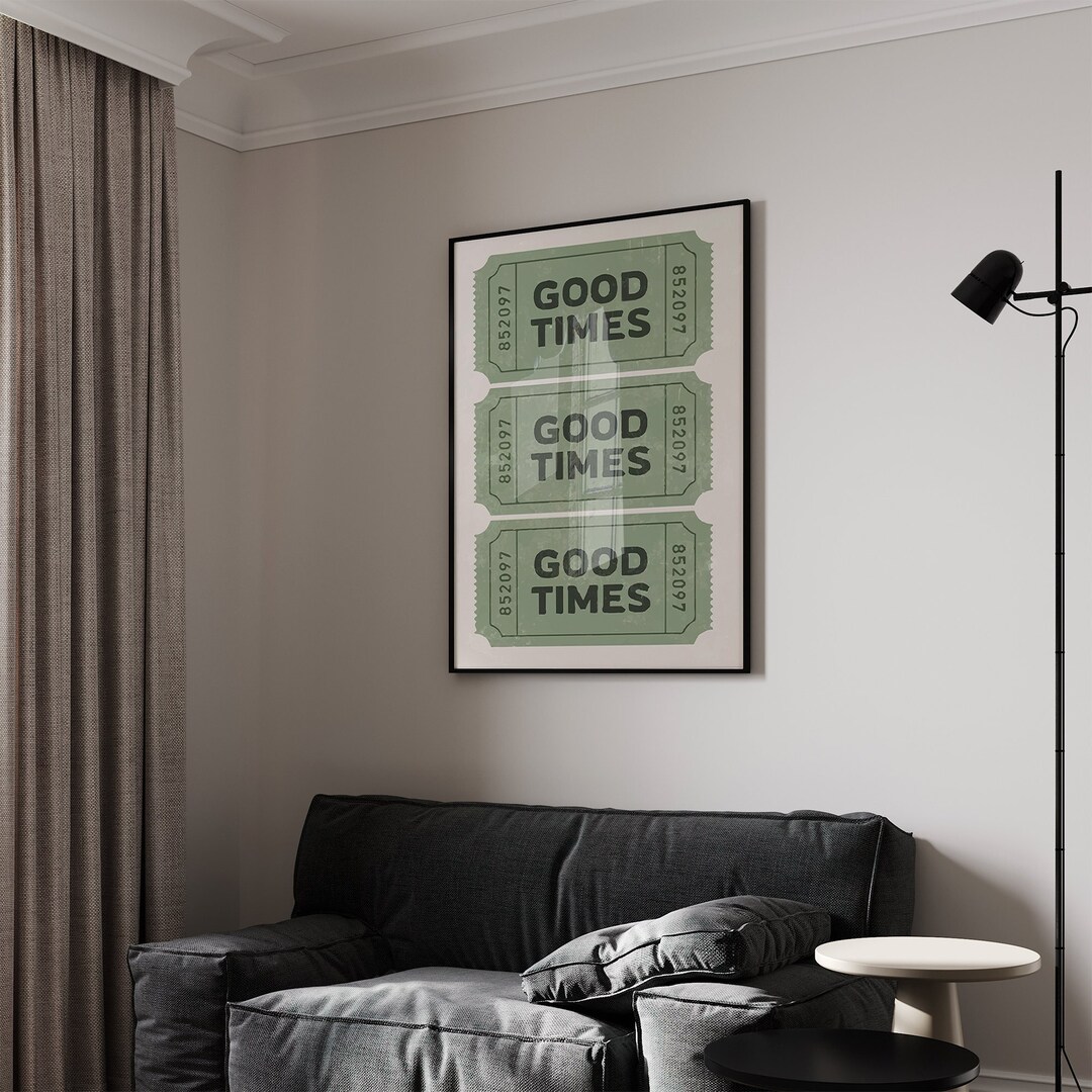 Retro Good Time Sage Green Retro Good Times Poster Prints, Trendy Wall Art, Retro Wall ...