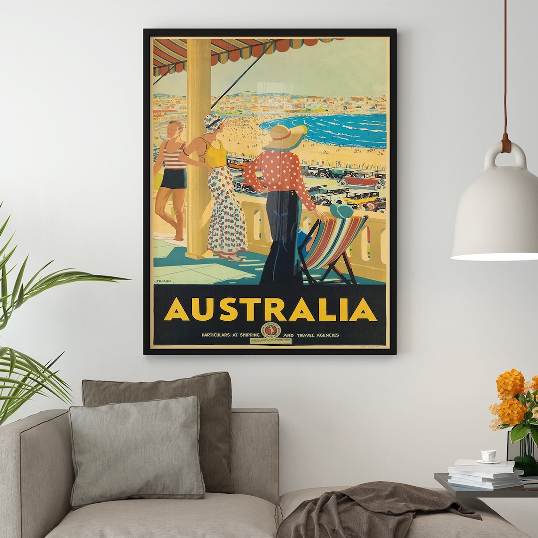 Vintage Travel Poster Australia Bondi Beach Travel Poster, Australia ...