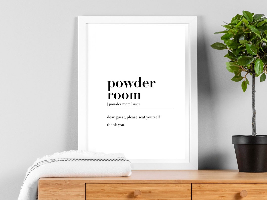 Powder Room Definition Print Printable Bathroom Sign Funny Bathroom Art Home Decor Bathroom Wall