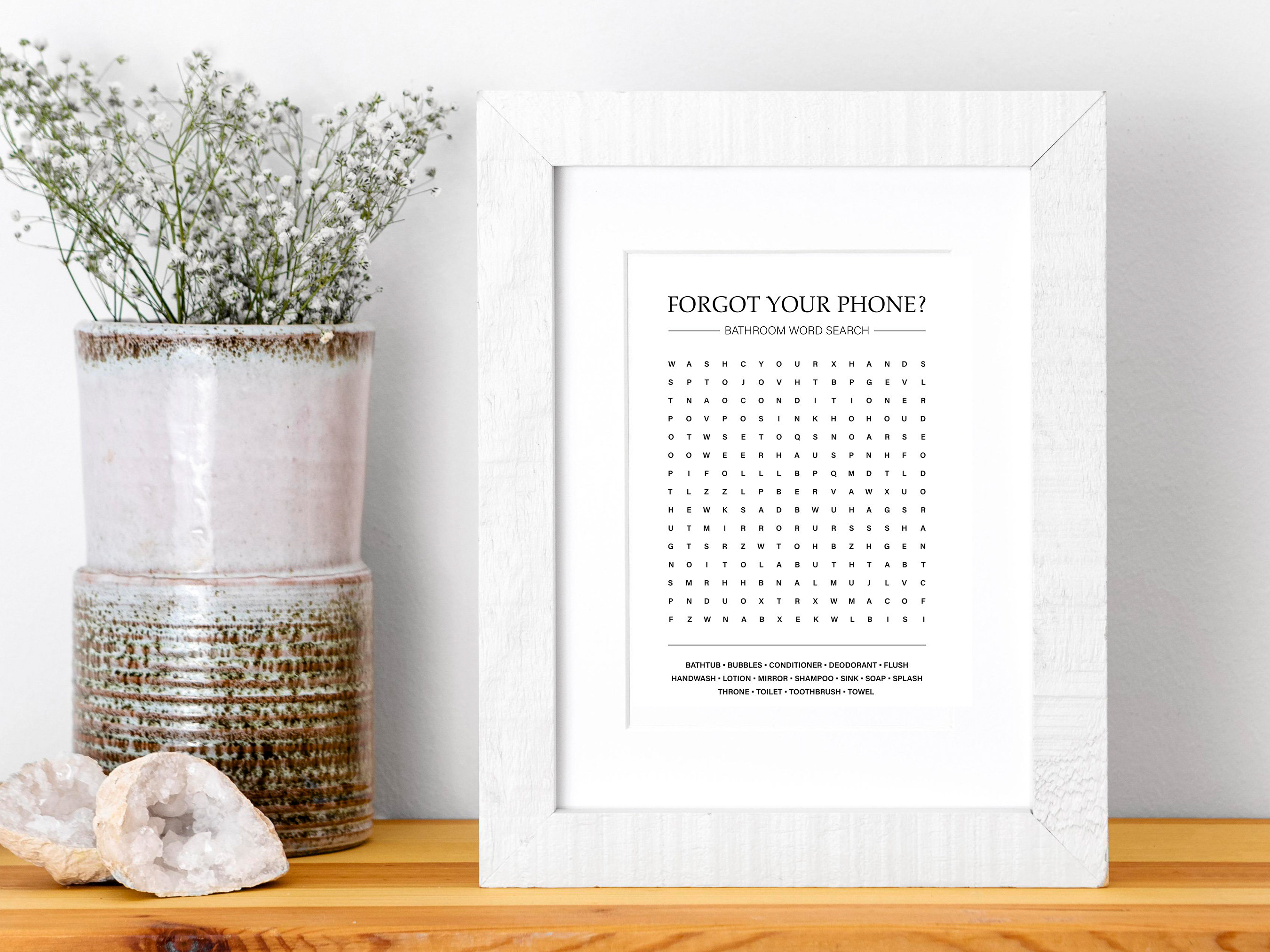 Bathroom Word Search Printable Art Printable Bathroom Sign - Etsy