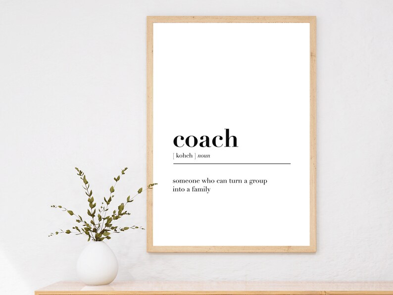 Coach Definition Print Wall Art Minimalist Printable Wall Art Gift for Coach Coach Gift
