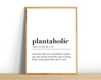 plantaholic definition print | plantaholic plant lover gift | funny definition print for plant mom | printable wall art | crazy plant lady