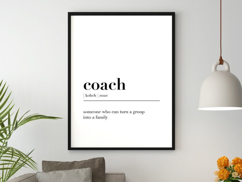 Coach Definition Print Wall Art Minimalist Printable Wall Art Gift for Coach Coach Gift