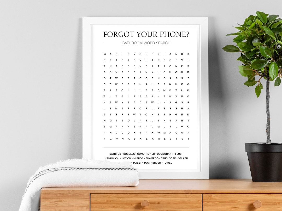 Bathroom Word Search Printable Art | Printable Bathroom Sign | Funny ...