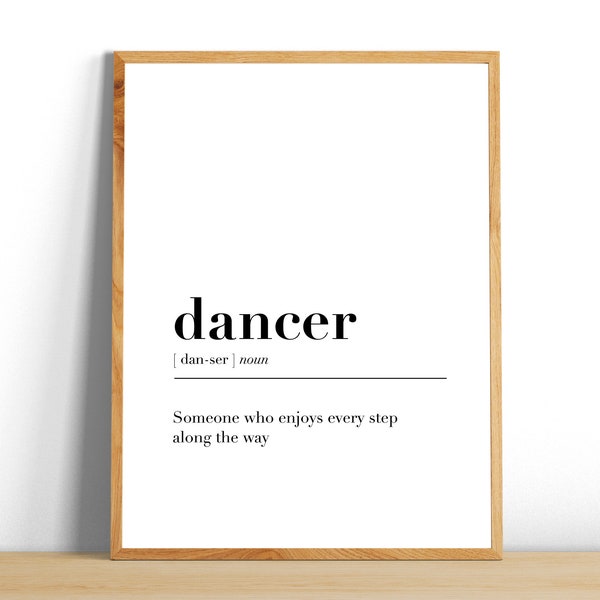 dancer definition print | wall art | minimalist | printable wall art | dancer gift | printable gift  | home decor