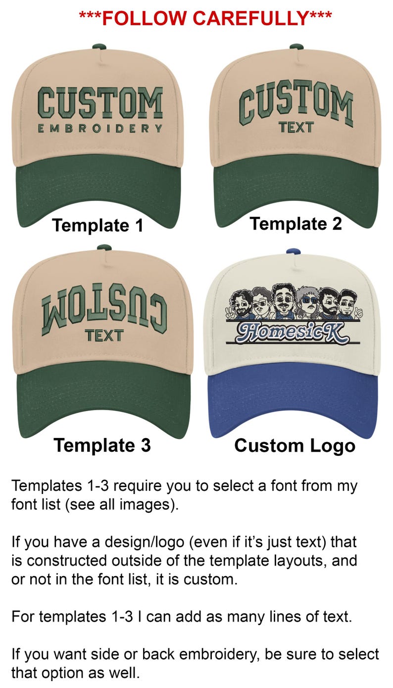 Custom Embroidered Hats, Custom Hat Embroidery, Personalized Hats image 2