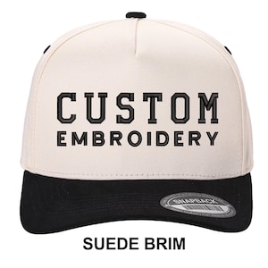 Custom Embroidered Suede Brim Hats, Custom Hat Embroidery, Personalized Hats
