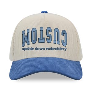 Custom Embroidered Upside Down Corduroy Hat, Upside Down Football Hat