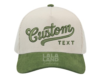 Custom Embroidered Corduroy Hats, Custom Hat Embroidery, Personalized Hats