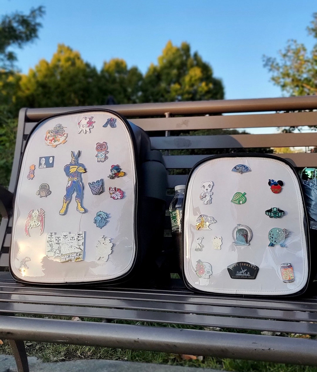 Pin Display Backpack, Luxury PU Leather Itabag Backpack, Clear Vinyl