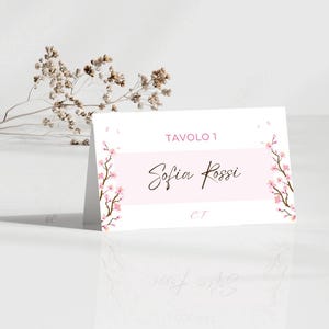 Segnaposto digitale matrimonio FIORI di ciliegio, place card wedding JAPAN style, segnaposto stampabile